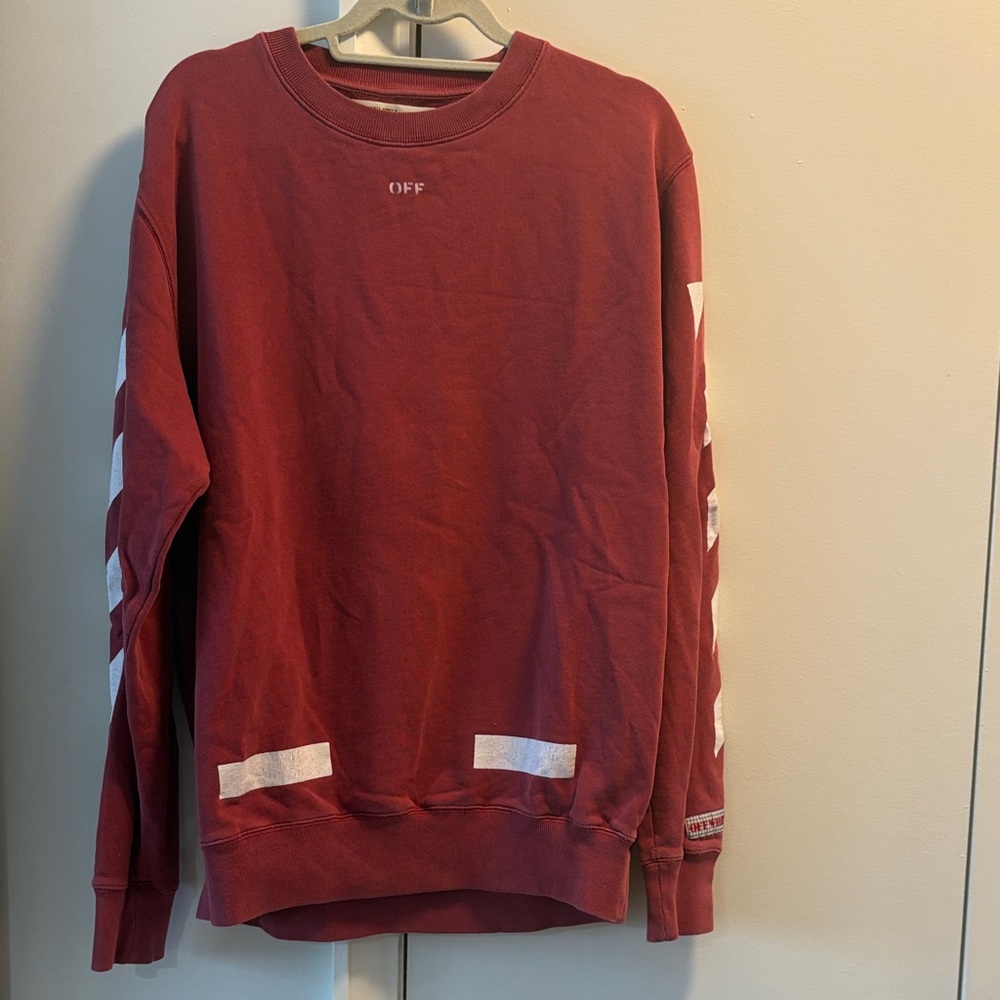 Off white mens red crew neck sweatshirt size Large